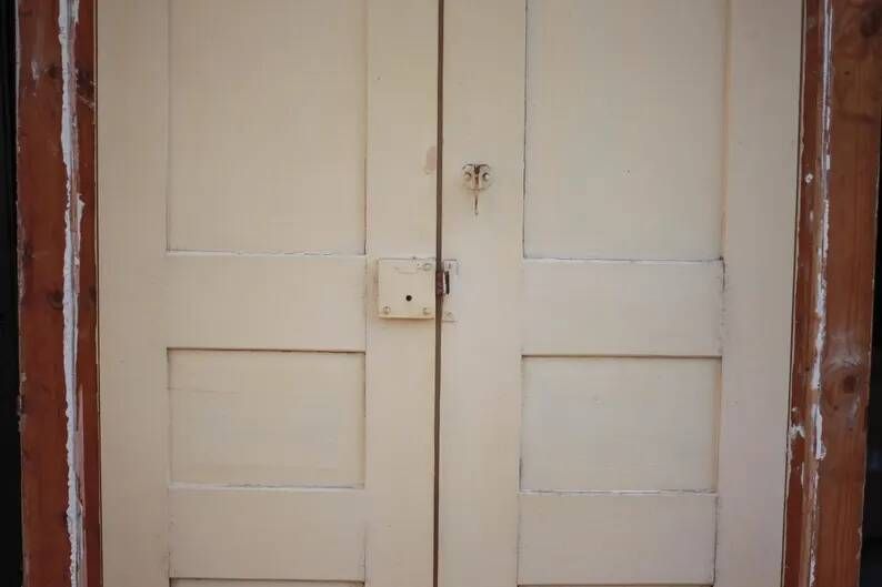 Double porte ancienne de placard, porte bois ancienne, grande porte vintage, porte d'intérieur