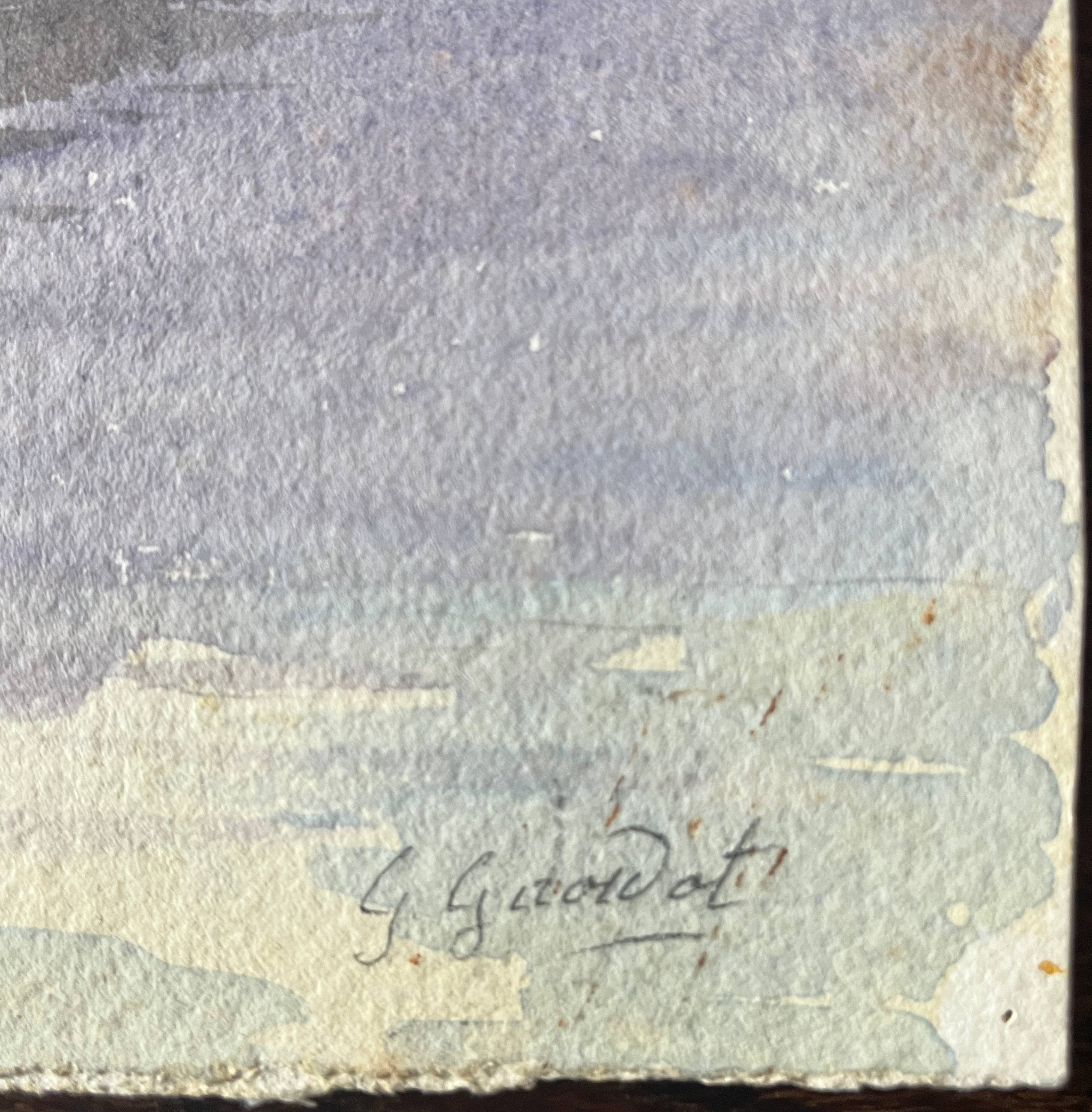 Watercolor painting by G. GIRARDOT (1856-1914) Lake Chevillon dated 1903