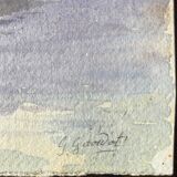 Watercolor painting by G. GIRARDOT (1856-1914) Lake Chevillon dated 1903