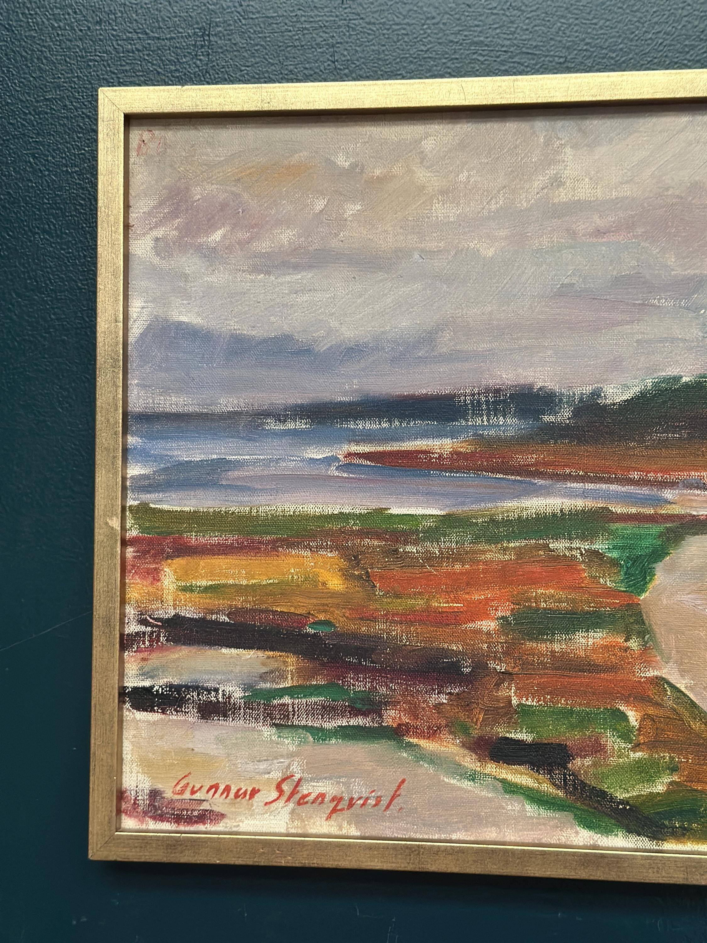 Original Swedish Oil on Canvas – “Coastal Landscape” by Gunnar Stenqvist
