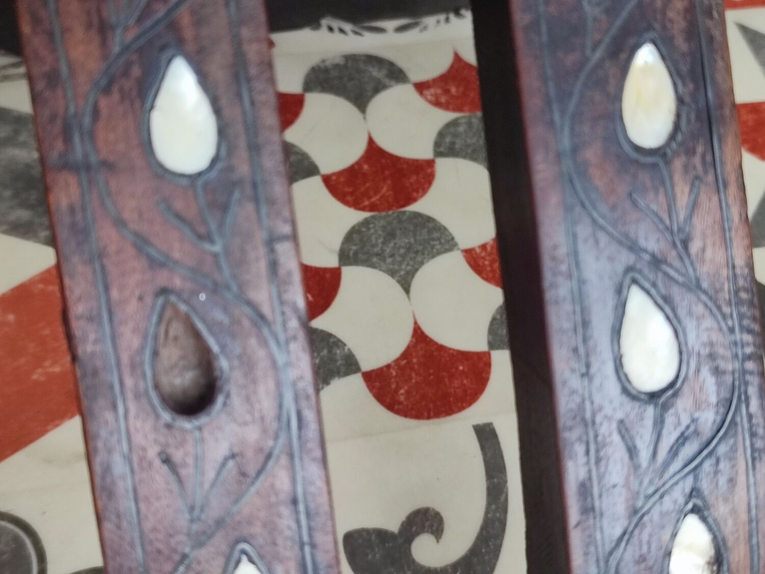 Antique folding oriental chair with mother-of-pearl inlays