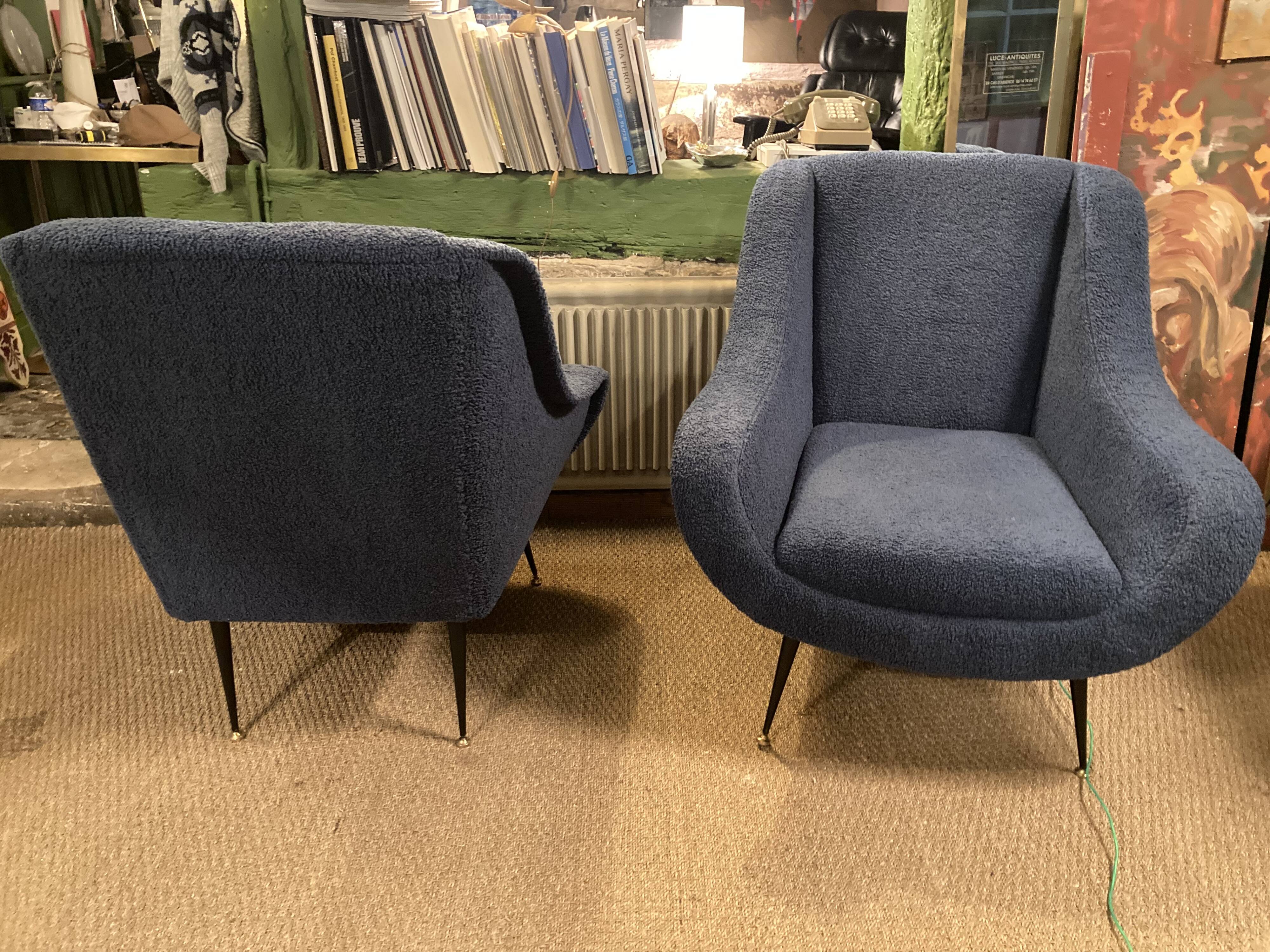 Pair of Italian armchairs 1950 design isa bergam