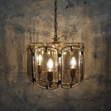 Suspension in smoked glasses – octagonal shape – 4 lights.