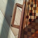 Large octagonal wooden marquetry platter