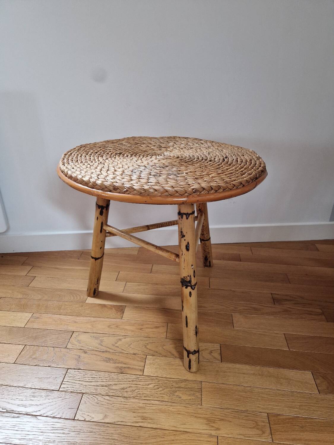 Rattan and rope coffee table