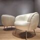 2 white leather armchairs, 1980s