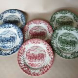 8 Johnson Bros "Coaching Scenes" English dessert plates