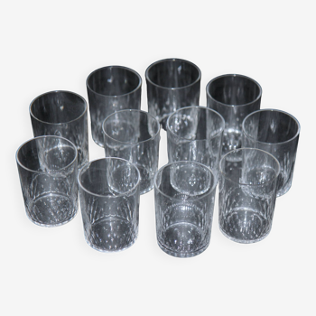 11 Baccarat glasses or verrines in cut crystal.