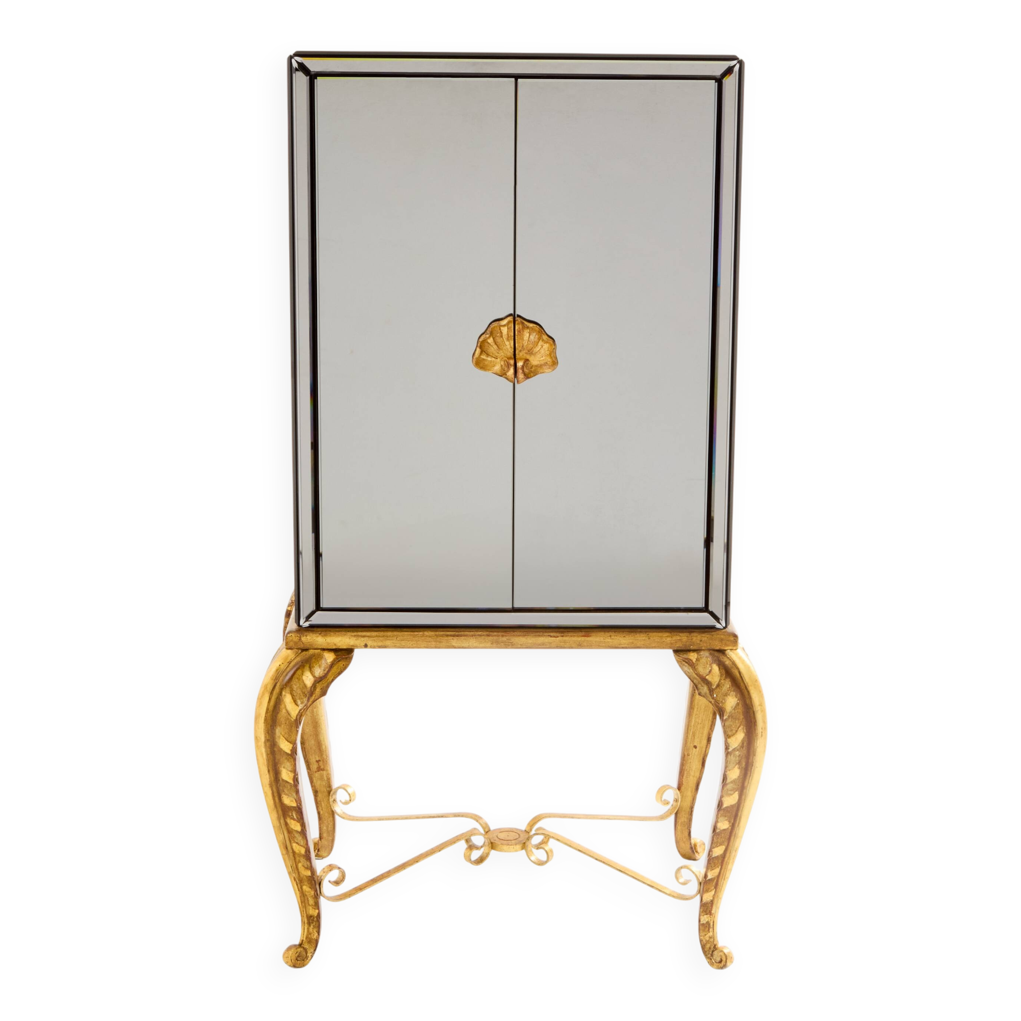 Maison Jansen bar cabinet in gilded wood and mirrors circa 1940