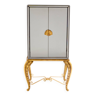 Cabinet bar Maison Jansen bois doré et miroirs vers 1940