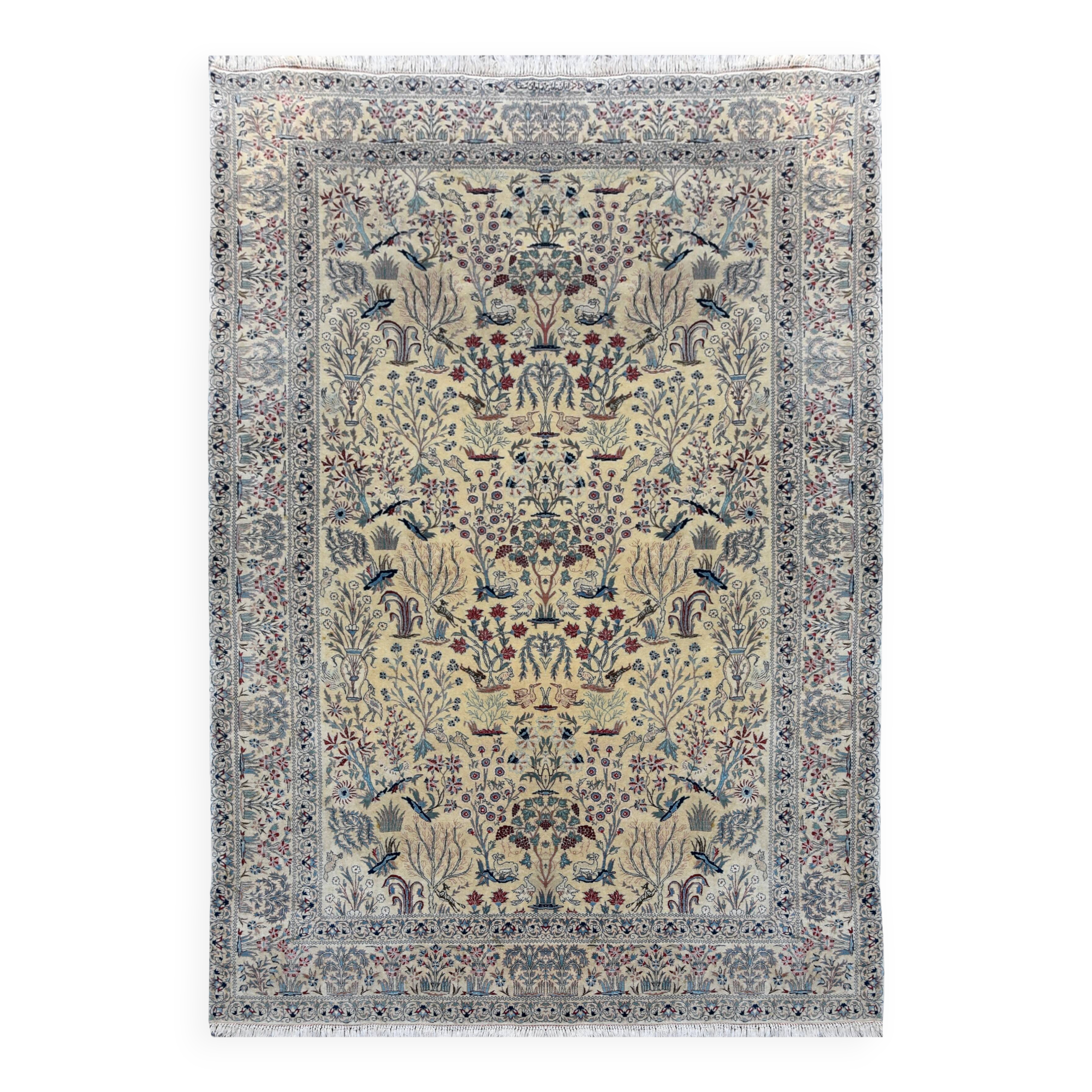 Persian Nain Iran Wool and Silk Rug Circa 1960" Handmade - 1.60 x 2.30 Meters