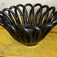 Small Basket - Iridescent Black Braided Ceramic Empty Pocket - 70's German