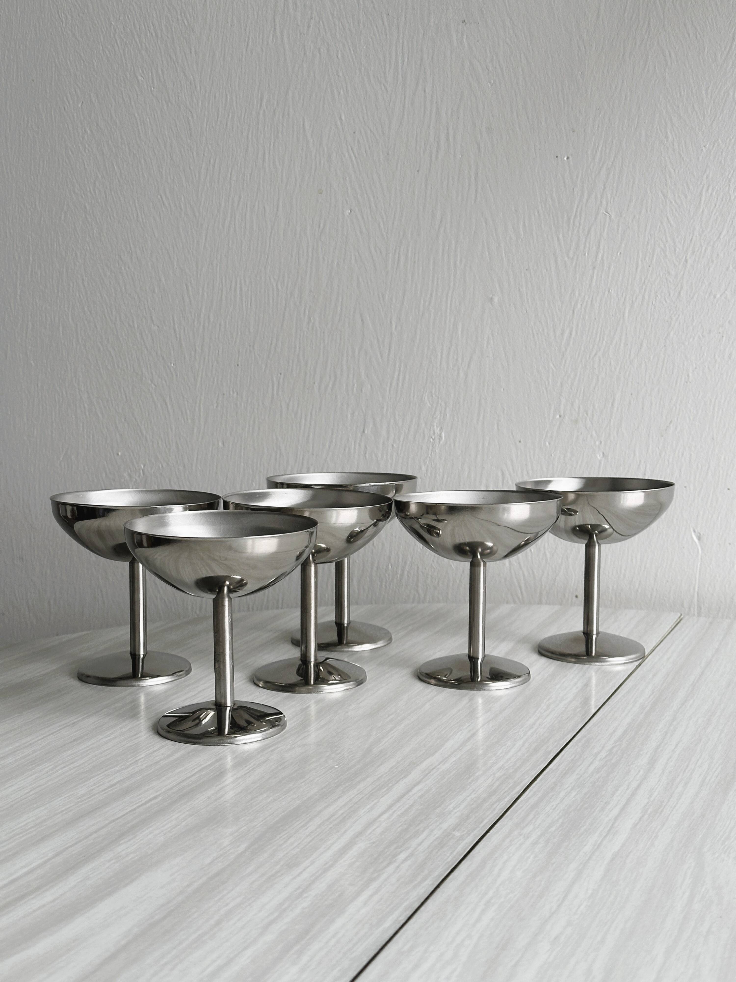 6 coupelles sur pied en inox style Letang Remy
