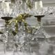 Pair of 3-light bronze and crystal wall lights