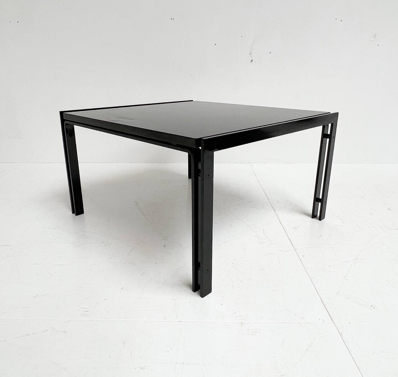 Black granite side table or coffee table from the 1980’s