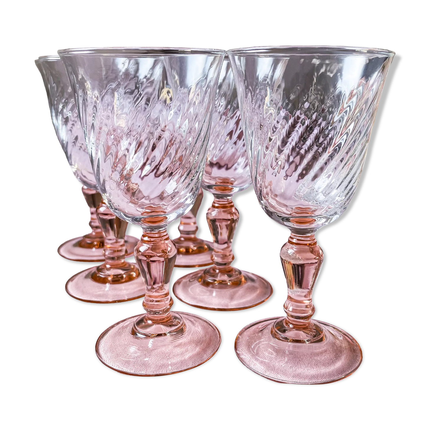 6 two-tone Rosaline white wine glasses