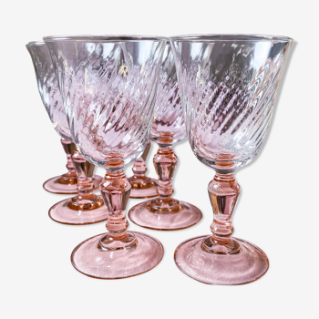 6 two-tone Rosaline white wine glasses