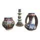 Moroccan handicraft ceramic candle holder, pot and vase set