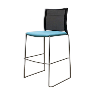 Tabouret majencia en simili cuir bleu