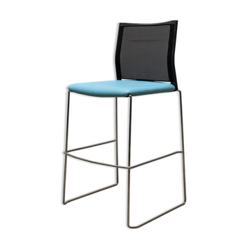 Tabouret majencia en simili cuir bleu
