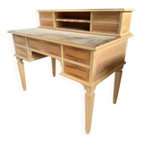 Bureau en bois naturel de style Empire 800 en noyer et érable