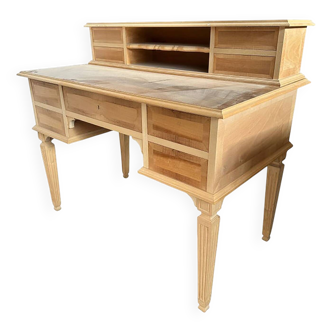 Bureau en bois naturel de style Empire 800 en noyer et érable