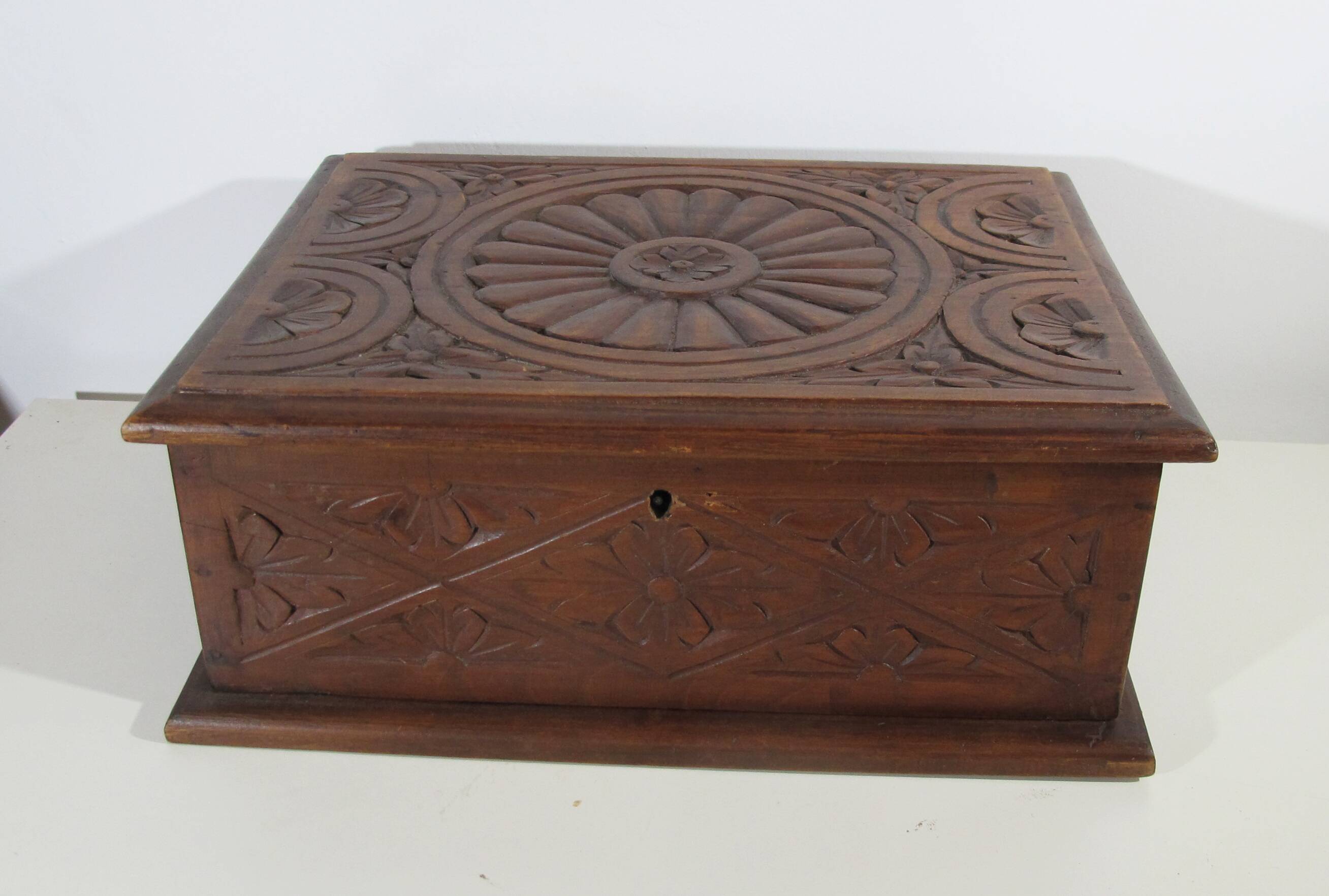 Carved wooden box