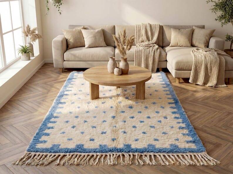 Handmade traditional authentic pure wool rug 2/3 m