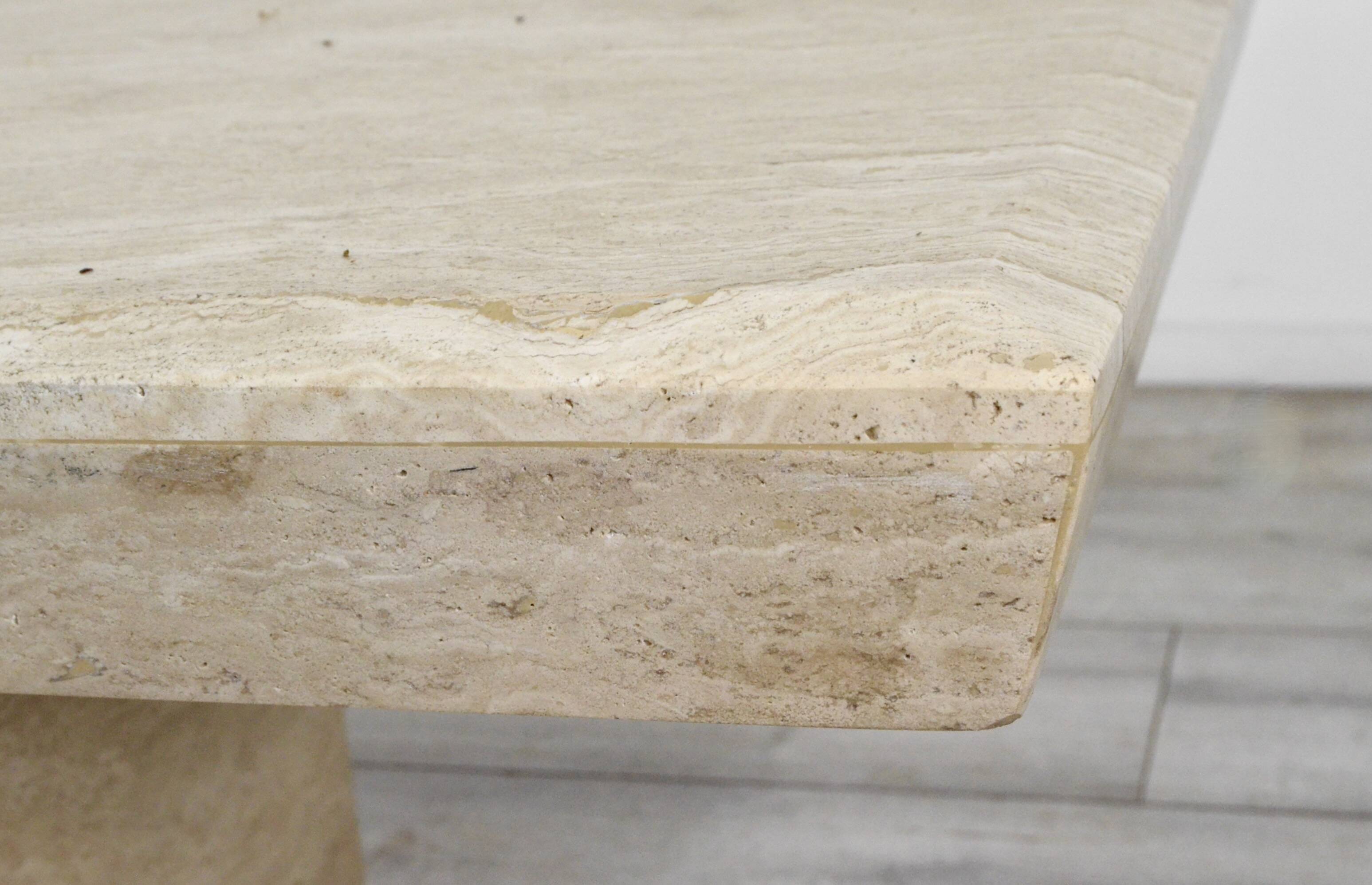 1970s Italian Travertine Minimalist Geometric Coffee Table. Vintage Modern