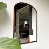 Large antique mercury mirror in copper-plated metal, 1930