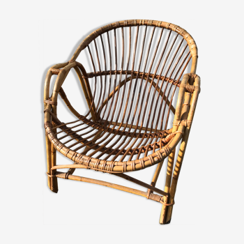 Vintage rattan-wicker armchair 1960
