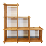 Bookcase vintage pine staircase shelf from the 80s in the style of Maison Regain