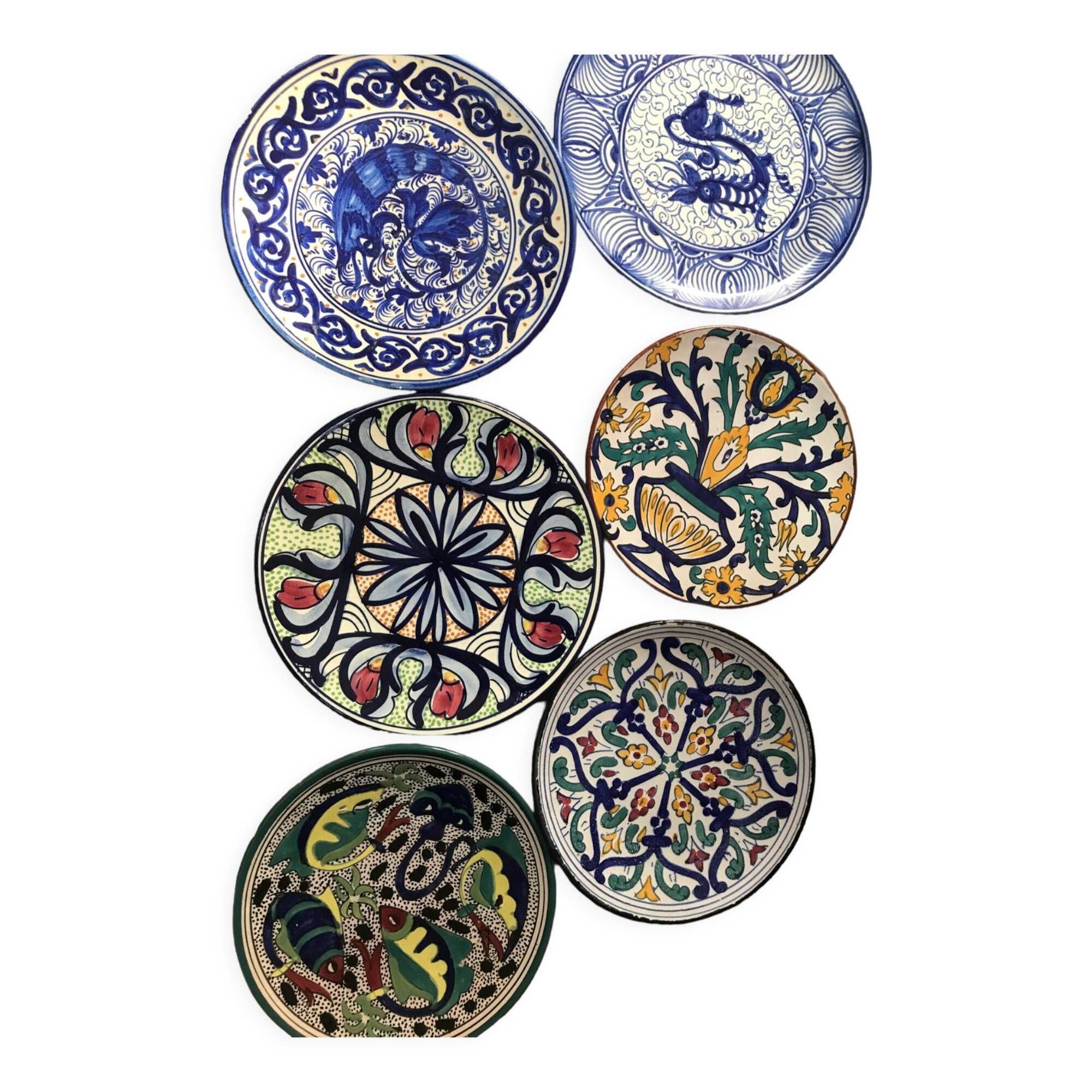 Lot De 4 Assiettes Décoratives Murales Lina Cavalieri – Céramique – Tailles 7, 8, 10, 12 Pouces – Avec Supports - 7