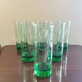 Set of 6 large vintage green glasses