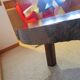 Tripod coffee table - solid okoumé wood - organic shape - brutalist style