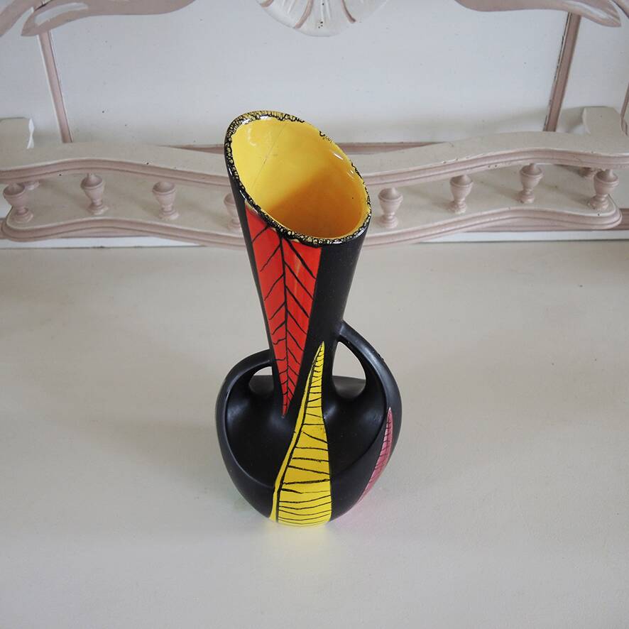 Antique Black Ceramic Vase Signed Gabriel Fourmaintraux