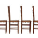 4 rush-seated chairs in rustic country style, handcrafted around 1970.