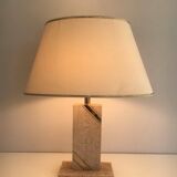 Travertine lamp with brass inlay