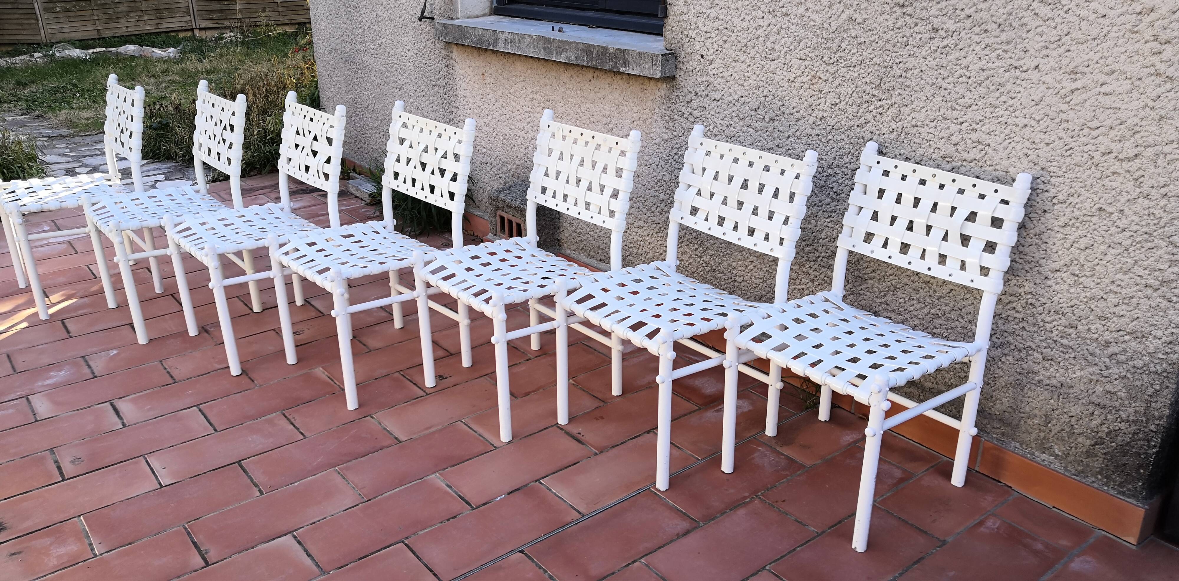 Suite de 7 chaises tressées triconfort vintage