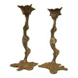 Pair of gilded bronze candle holders