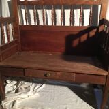 Beech baluster bench with drawer