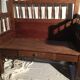 Beech baluster bench with drawer