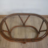 Rattan table and glass