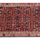 Long handmade vintage persian rug traditional wool carpet- 105x280cm