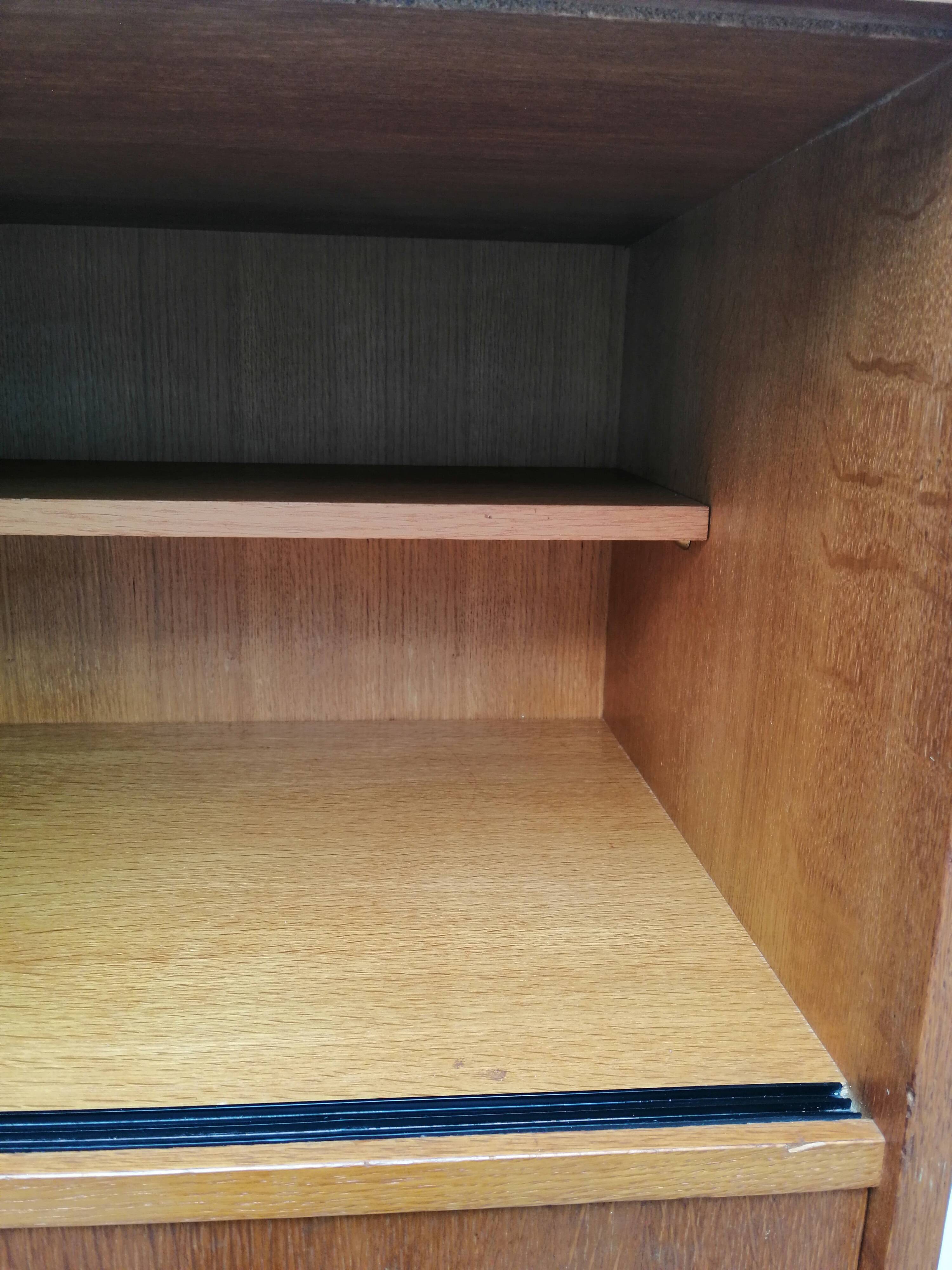 Oak and rattan secretary