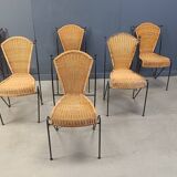 Chaises en osier par Frederick Weinberg, années 1960, lot de 6