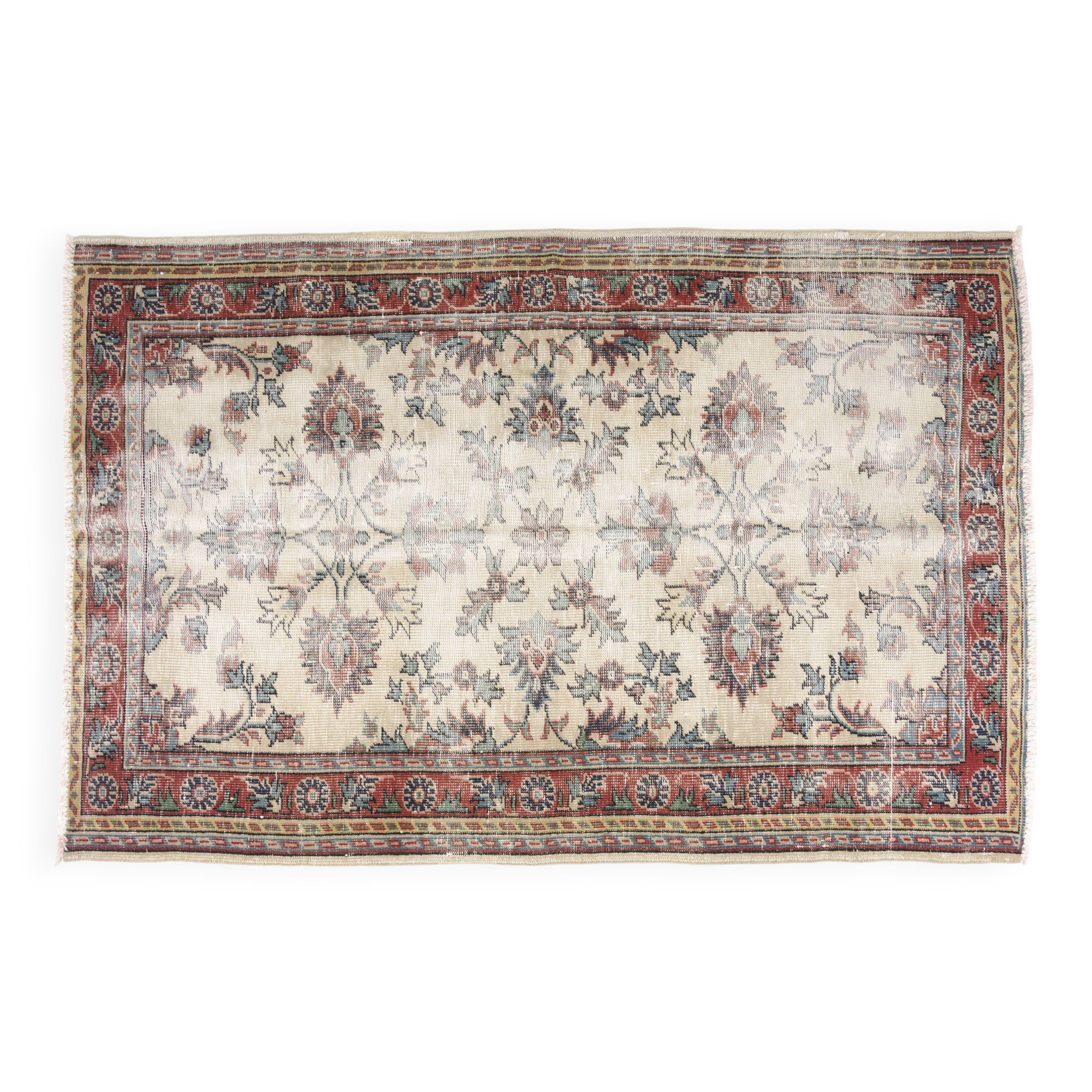 Multicolour Oushak Vintage Turkish Rug-sku-v722