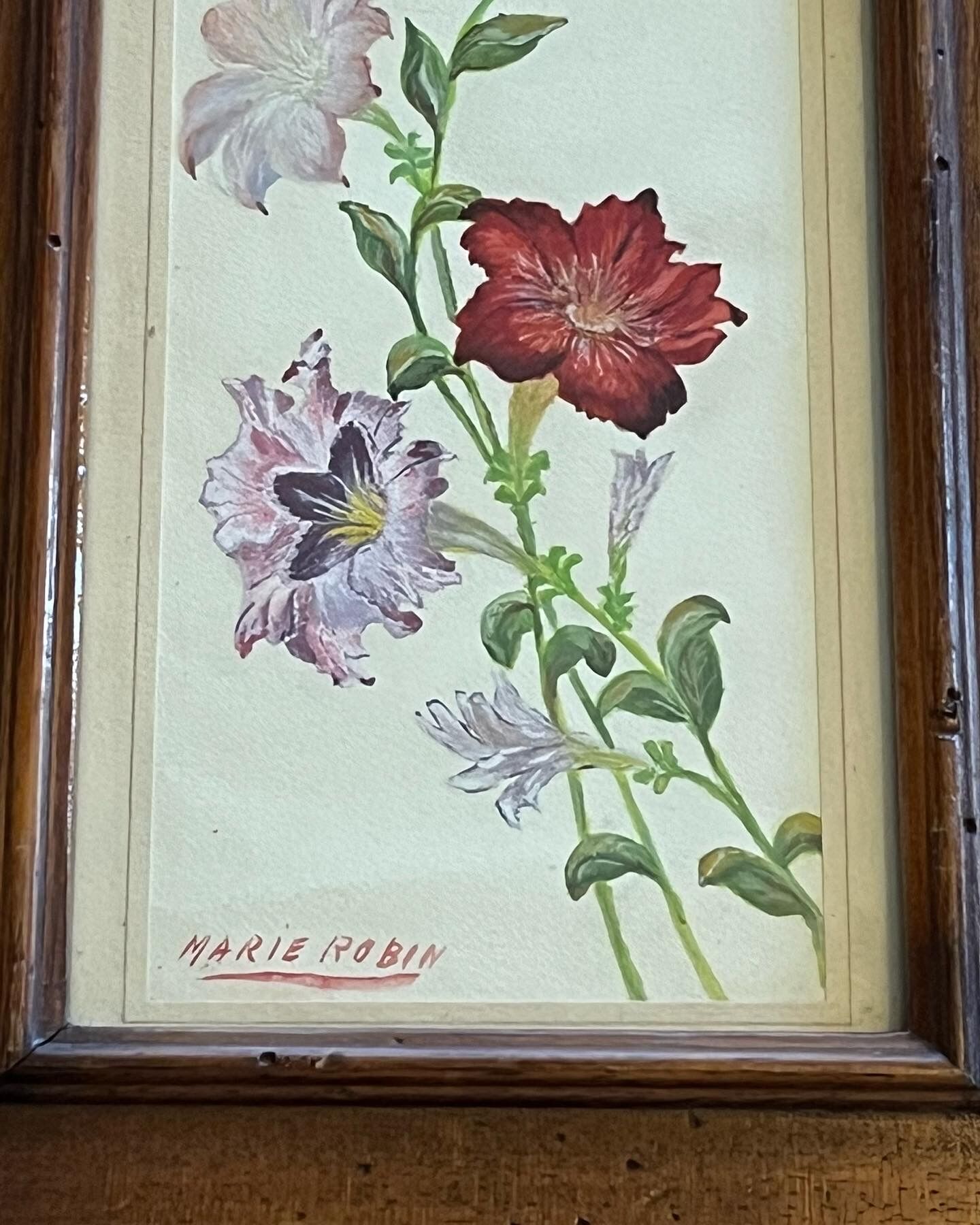 Duo de peintures motif floral signés