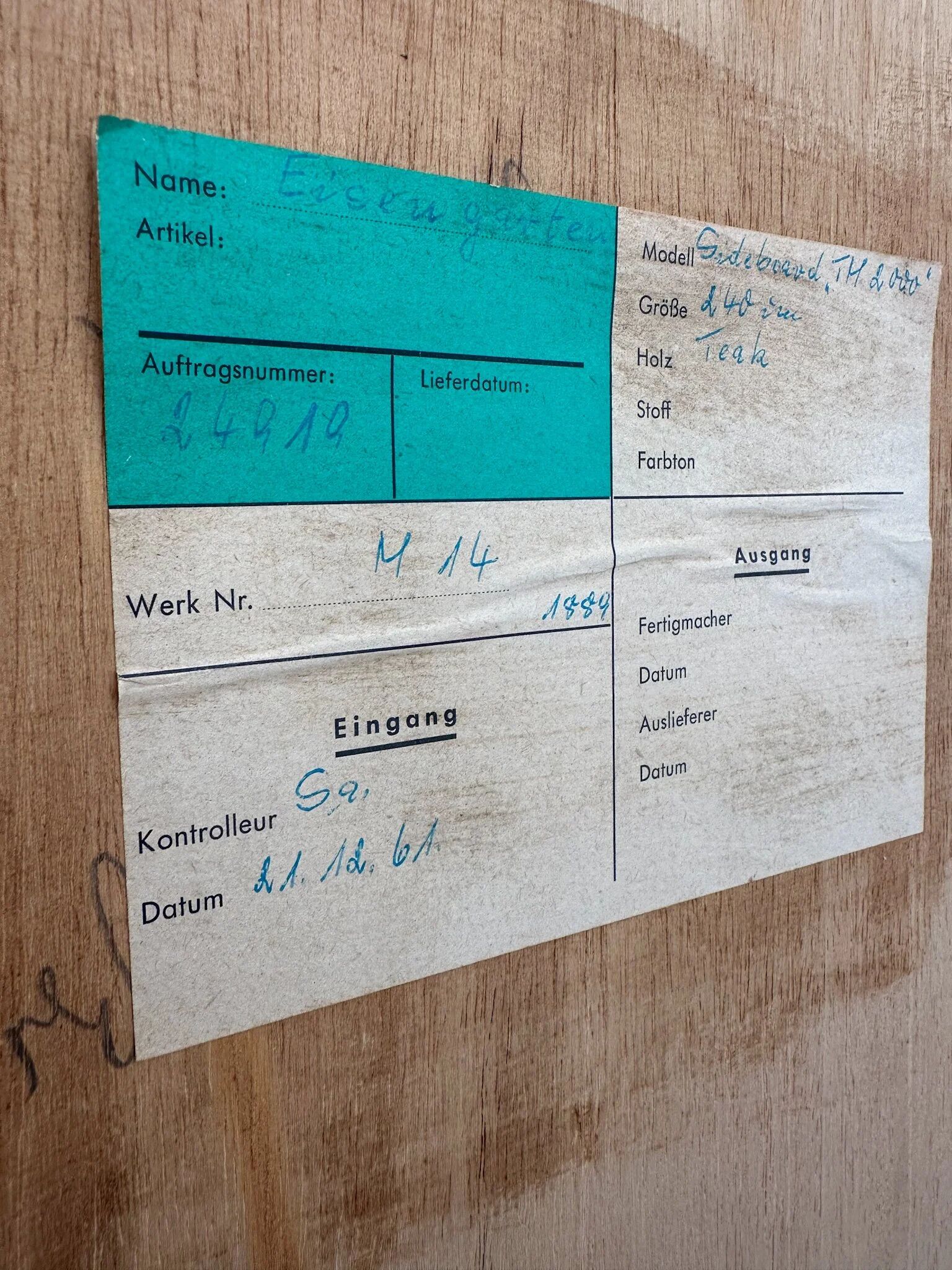 1960s Large Vintage Minimalistic Teak Sideboard with Metal Legs