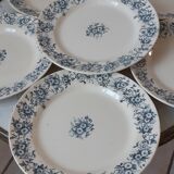 Set of 6 flat plates Terre de Fer model "Aster" XIXth
